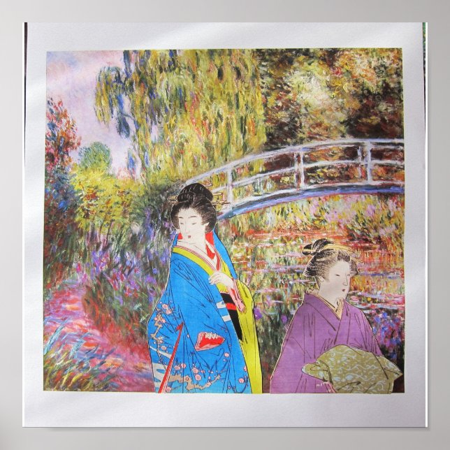 Poster Passeio pelo Jardim de Monet - colagem de arte (Frente)