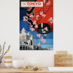 Poster Passeio por Tóquio, Japão, cartaz de viagem,