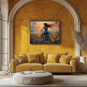 Poster Passeio Sunset Através de Campo Flor - Impressioni