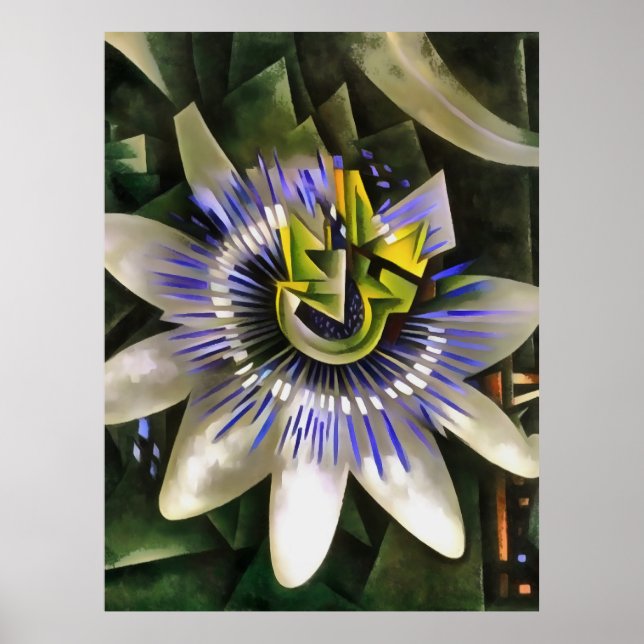 Poster Passiflora Passeio Flor No Estilo Geométrico De Ar (Frente)