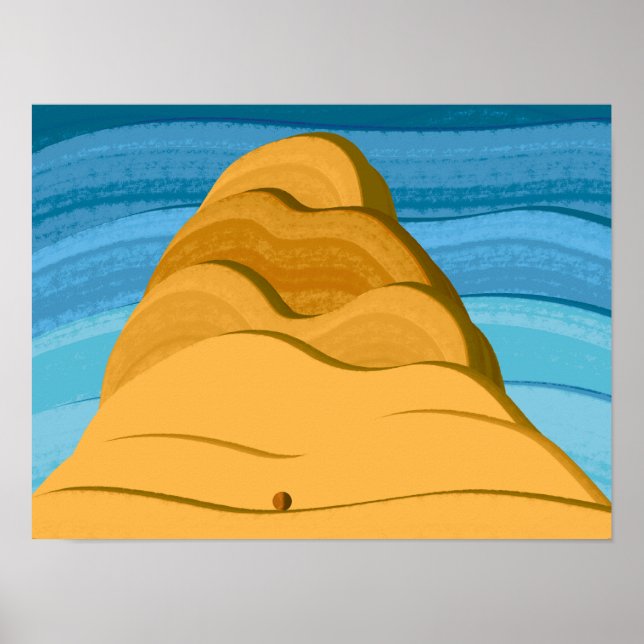 Poster Passo de Fé Montanha Dourada Abstrata (Frente)