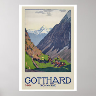 Poster Passo de São Gotardo Passo de Montanha Suíça