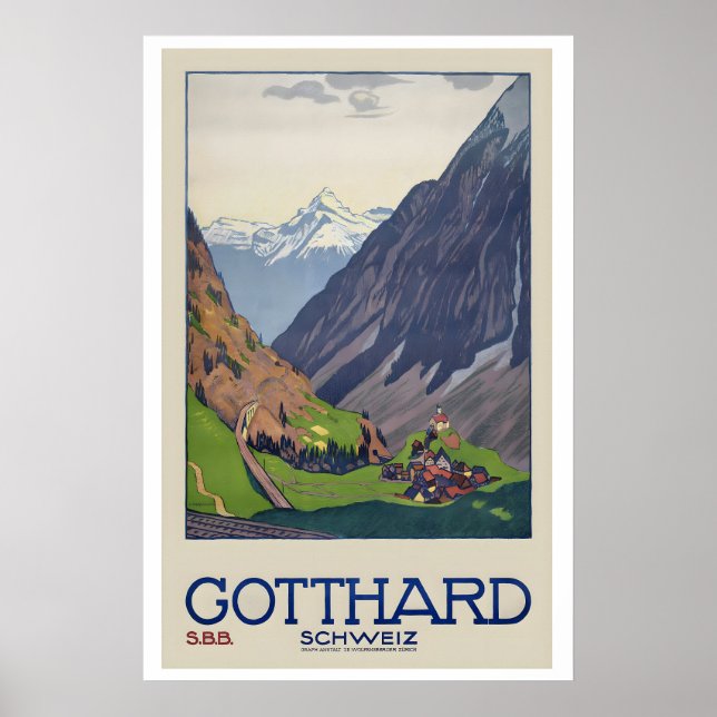 Poster Passo de São Gotardo Passo de Montanha Suíça (Frente)