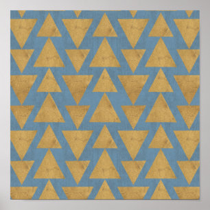 Póster Passo Geo Externo   Padrão Dourado e azul