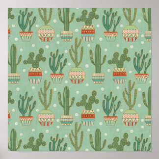Poster Passo Geo Sudoeste | Padrão De Cactus Potente