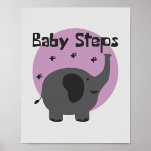 Poster Passos para bebês cinzas de elefante para bebês e