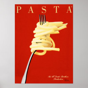 Poster PASTA AL DENTE Razzia Nó Comida italiano Art Deco