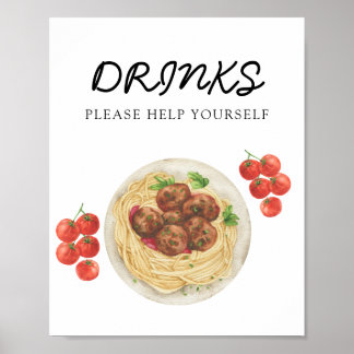 Poster Pasta Baby shower Drinks