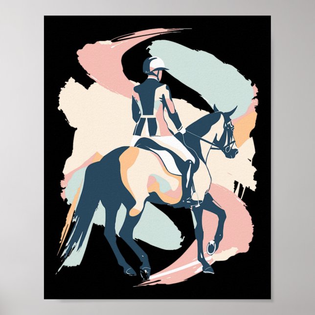 Poster Pastel Abstrato Shapes Horseback Equestre (Frente)