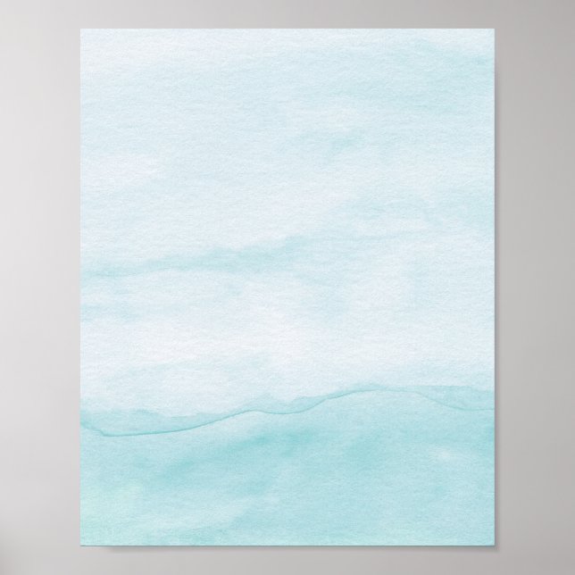 Poster Pastel Aqua Blue Ombre Watercolor Abstrato Art (Frente)