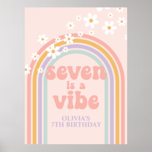 Poster Pastel Arco-íris Retro Seven is a Vibe 7º Aniversá