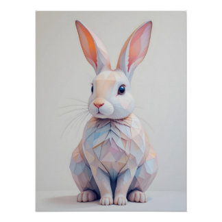 Póster Pastel Baixo Poly Bunny
