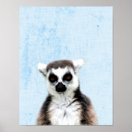 Poster Pastel Blue Peekaboo Lemur