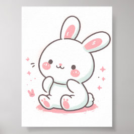 Poster Pastel Bunny Design, Soft Color Bunny Art