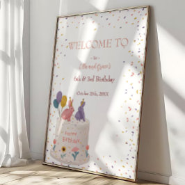 Poster Pastel Bunny Jantar de Aniversário Conjunto para I