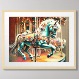 Poster Pastel Carousel Horse Feliz