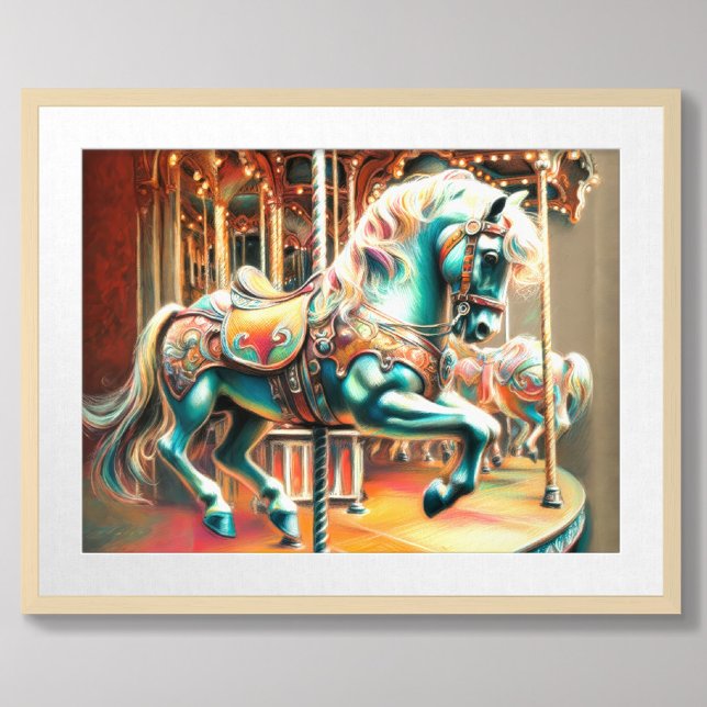 Poster Pastel Carousel Horse Feliz (Criador carregado)
