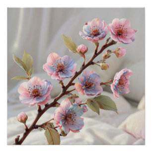 Póster Pastel Cherry Blossom: Arte Botânica Maciça