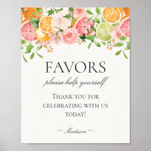Poster Pastel Citrus Floral Little Cutie Favor Sinal