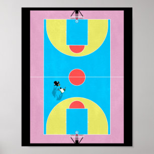 Poster Pastel Colors do Tribunal de Basquete