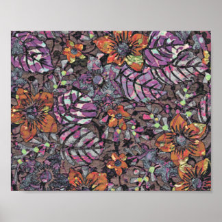 Póster Pastel Colors padrão floral arte digital romântica