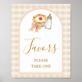 Poster Pastel Cutie Pie Gingham Fall Chá de fraldas Favor