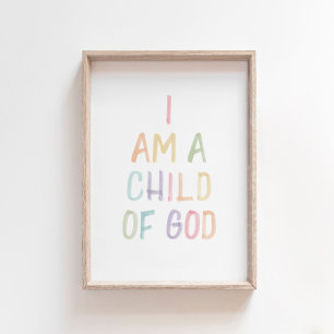 Poster Pastel de Aquarelas Eu sou uma criança de Deus imp