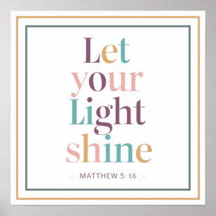 Poster Pastel Deixe Sua Luz Brilhar Citação das Escritura