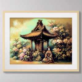 Poster Pastel Desenhando Antiguamente Pagoda Flor Bush