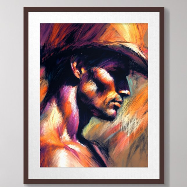 Poster Pastel Desenhando Estilo Bruto Desenho Cowboy Sem  (Criador carregado)