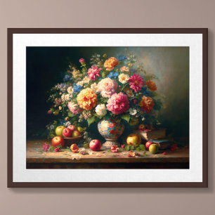 Poster Pastel desenhando Vaso de Vida Estática das Flores
