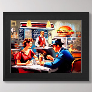 Poster Pastel Desenhando Vintage Diner Man