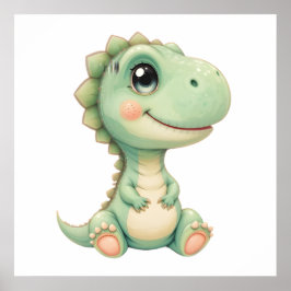 Poster Pastel Dino Baby Room Art - Dinossauro Aquarela