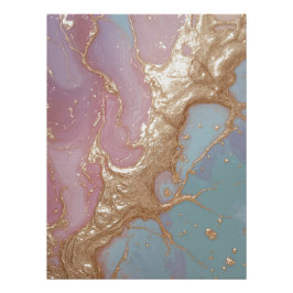 Póster Pastel Dourado Marble