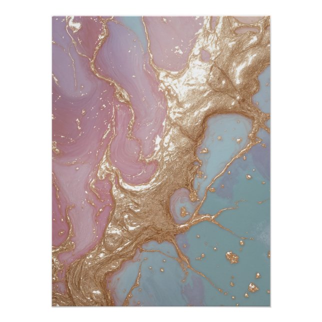 Póster Pastel Dourado Marble (Frente)