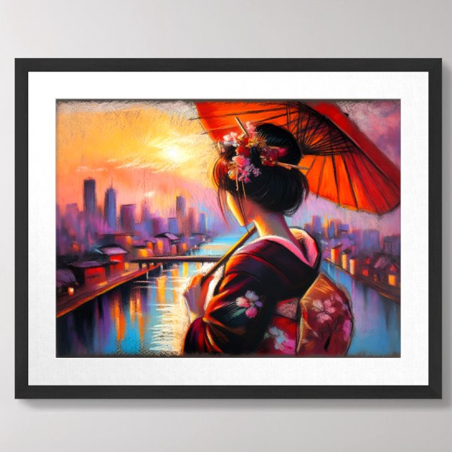 Poster Pastel Drake Geisha Sunset Umbrella (Criador carregado)