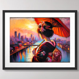 Poster Pastel Drake Geisha Sunset Umbrella