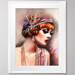 Poster Pastel Drawing 1920's Flapper Girl Red Hair<br><div class="desc">Pastel Drawing 1920's Flapper Girl Red Hair A proporção é 3:4</div>