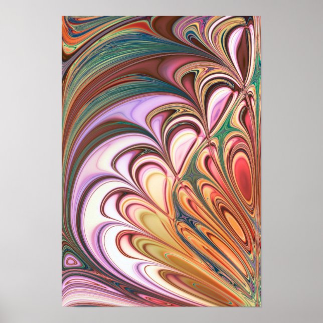 Poster Pastel Feather Fractal (Frente)