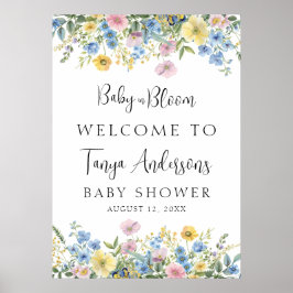 Poster Pastel Floral Baby in Bloom Watercolor Welcome