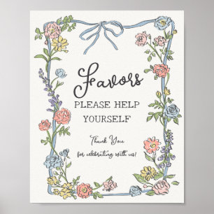 Poster Pastel Floral Favor do Partido primavera do Jardim