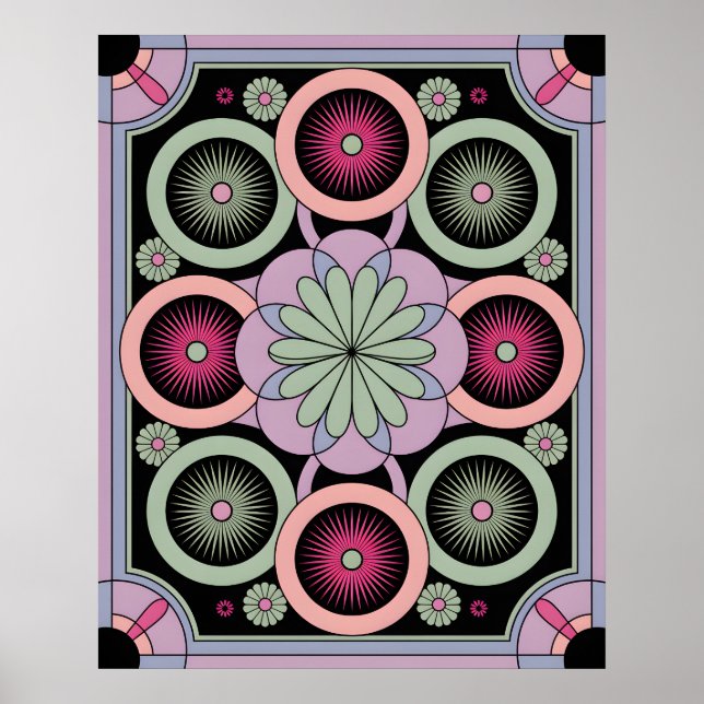 Poster Pastel Geometric Mandala Bloom (Frente)