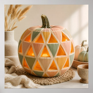Poster Pastel Geometric Pumpkin
