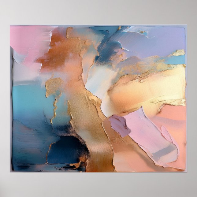Poster Pastel Gold Impasto Texture Abstract Art (Frente)