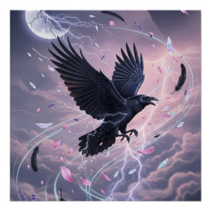 Póster Pastel Goth Stormy Raven com Cristais