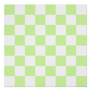 Póster Pastel Green Checkered Gingham Patterno