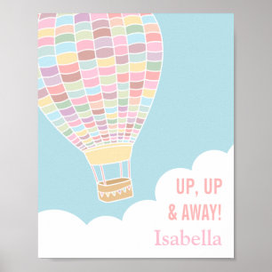 Póster Pastel Hot Air Balloon Girls Room Decor