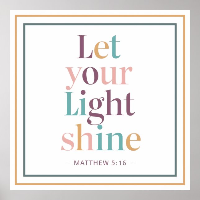 Poster Pastel Let Your Light Shine Serif Scripture Quote (Frente)