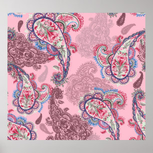 Poster Pastel paisley, tradicional padrão étnico uniforme