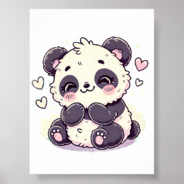 Poster Pastel Panda Design, Panda de Cor Suave